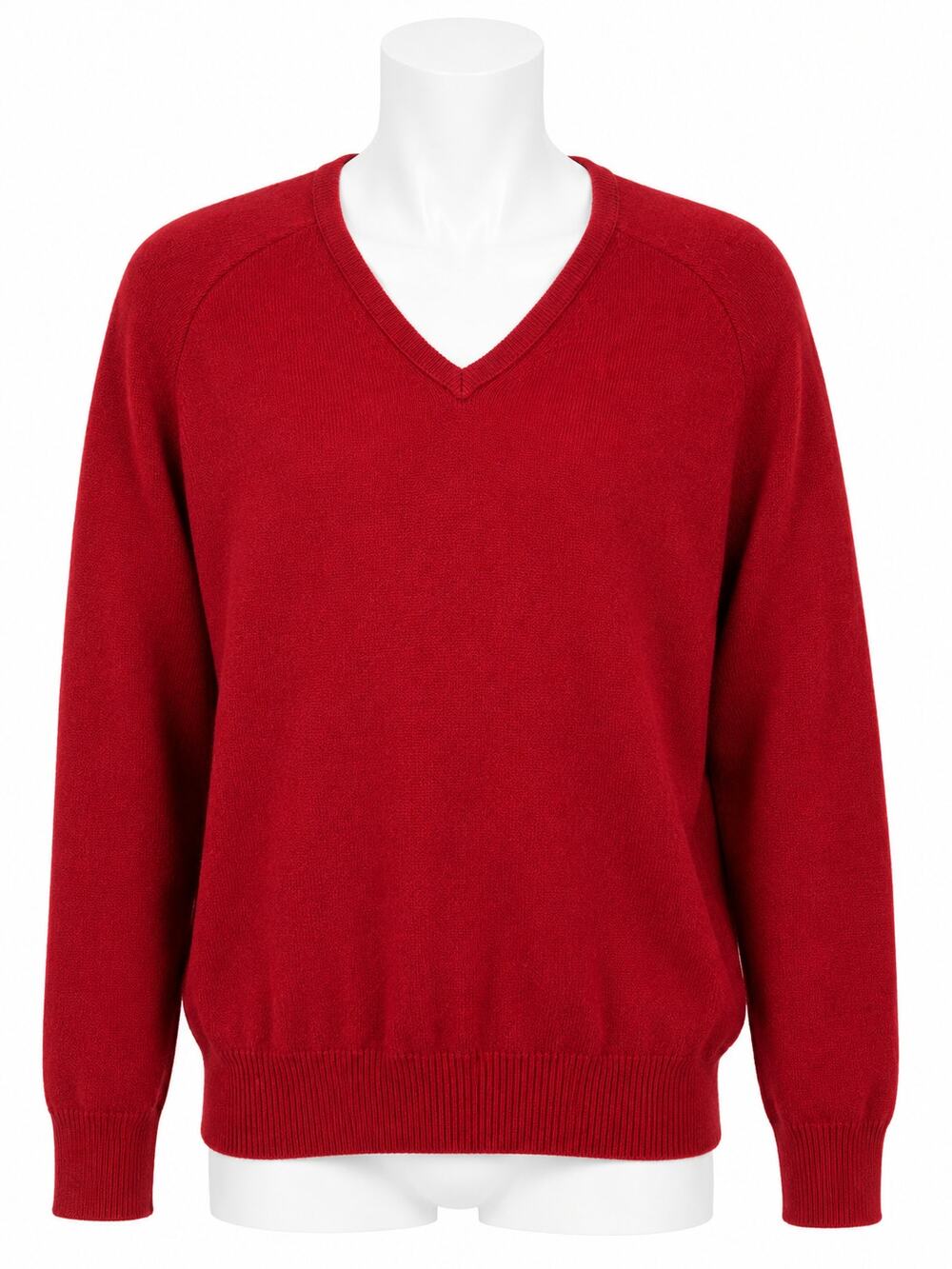 Vintage 1980s Sears SportsWear Red V Neck Sweater Tall Pullover Retro Mens 2XL